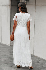 Load image into Gallery viewer, Scalloped Trim Lace Plunge Dress