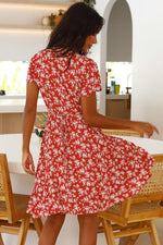 Load image into Gallery viewer, Floral Surplice Neck Flutter Sleeve Dress