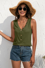 Load image into Gallery viewer, Buttoned Deep V Tank
