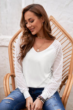 Load image into Gallery viewer, Sheer Striped V-Neck Top
