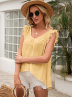 Load image into Gallery viewer, Tie Back V-Neck Ruffled Blouse