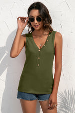 Load image into Gallery viewer, Buttoned Deep V Tank