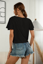 Load image into Gallery viewer, Decorative Button V-Neck Tied Blouse
