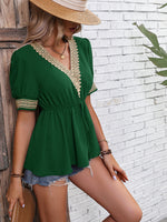 Load image into Gallery viewer, Contrast V-Neck Babydoll Top