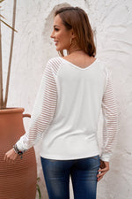 Load image into Gallery viewer, Sheer Striped V-Neck Top