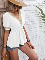 Load image into Gallery viewer, Contrast V-Neck Babydoll Top