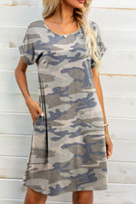 Load image into Gallery viewer, Scoop Neck Short Sleeve Pocket Dress