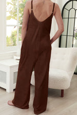 Load image into Gallery viewer, Scoop Neck Spaghetti Strap Pocket Jumpsuit