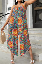 Load image into Gallery viewer, Plus Size Printed Spaghetti Strap Wide Leg Jumpsuit