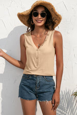 Load image into Gallery viewer, Buttoned Deep V Tank