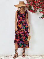 Load image into Gallery viewer, Multicolored V-Neck Backless Midi Dress