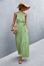 Load image into Gallery viewer, Printed Sleeveless Tie Waist Maxi Dress