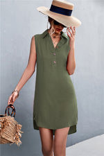 Load image into Gallery viewer, Buttoned Johnny Collar Sleeveless Dress