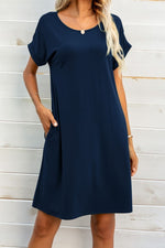 Load image into Gallery viewer, Scoop Neck Short Sleeve Pocket Dress
