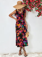 Load image into Gallery viewer, Multicolored V-Neck Backless Midi Dress