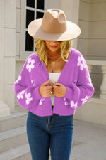 Load image into Gallery viewer, Floral Open Front Fuzzy Cardigan
