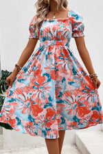 Load image into Gallery viewer, Floral Frill Trim Square Neck Dress
