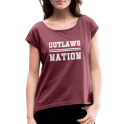 Outlaws Nation Women's Roll Cuff T-Shirt - heather burgundy