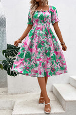 Load image into Gallery viewer, Floral Frill Trim Square Neck Dress
