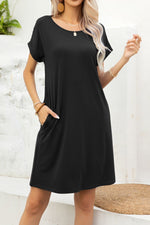 Load image into Gallery viewer, Scoop Neck Short Sleeve Pocket Dress
