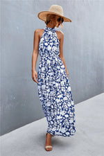 Load image into Gallery viewer, Printed Sleeveless Tie Waist Maxi Dress
