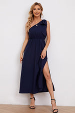 Load image into Gallery viewer, One-Shoulder Sleeveless Slit Dress
