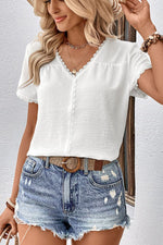 Load image into Gallery viewer, Textured Lace Trim Tee Shirt
