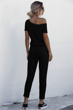 Load image into Gallery viewer, Asymmetrical Neck Tied Jumpsuit with Pockets
