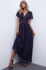 Load image into Gallery viewer, Scalloped Trim Lace Plunge Dress
