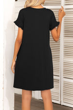 Load image into Gallery viewer, Flounce Sleeve Round Neck Dress with Pockets
