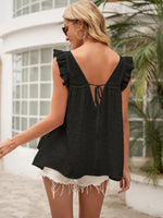 Load image into Gallery viewer, Tie Back V-Neck Ruffled Blouse
