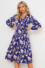 Load image into Gallery viewer, Floral Belted Tiered Midi Dress
