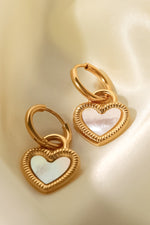 Load image into Gallery viewer, Inlaid Shell Heart Drop Earrings
