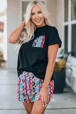 Load image into Gallery viewer, Aztec Pocketed Tee and Shorts Set
