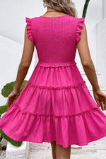 Load image into Gallery viewer, Smocked Frill Trim Deep V Dress
