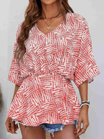 Load image into Gallery viewer, Printed V-Neck Dolman Sleeve Blouse
