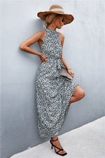 Load image into Gallery viewer, Printed Sleeveless Tie Waist Maxi Dress
