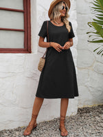 Load image into Gallery viewer, Round Neck Short Sleeve Dress with Pockets
