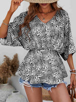 Load image into Gallery viewer, Printed V-Neck Dolman Sleeve Blouse
