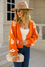 Load image into Gallery viewer, Floral Open Front Fuzzy Cardigan
