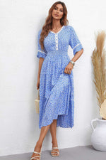 Load image into Gallery viewer, Floral V-Neck Smocked Waist Midi Dress
