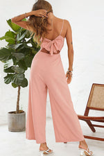 Load image into Gallery viewer, Cutout Spaghetti Strap Tie Back Wide Leg Jumpsuit
