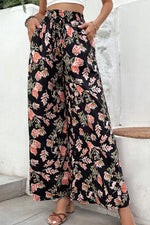 Load image into Gallery viewer, Floral Pull-On Wide Leg Pants
