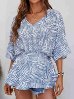 Load image into Gallery viewer, Printed V-Neck Dolman Sleeve Blouse
