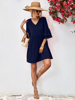 Load image into Gallery viewer, V-Neck Flare Sleeve Mini Dress
