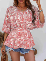 Load image into Gallery viewer, Printed V-Neck Dolman Sleeve Blouse
