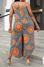 Load image into Gallery viewer, Plus Size Printed Spaghetti Strap Wide Leg Jumpsuit
