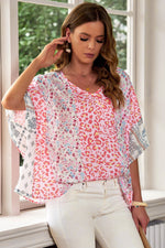Load image into Gallery viewer, Mixed Print V-Neck Blouse
