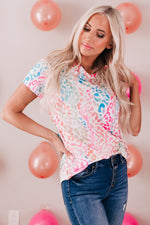 Load image into Gallery viewer, Leopard V-Neck Short Sleeve Tee Shirt
