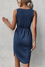 Load image into Gallery viewer, V-Neck Curved Hem Sleeveless Dress
